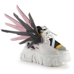 Anthony Wang Platform Shoes Goose Berry 01 White Wing Open Toe Open Heel